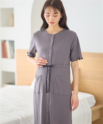 Rosemadame テレコ配色メロウネグリジェ/マタニティパジャマ ワンピースパジャマ（マタニティ/ 妊婦服）授乳楽々 妊婦服 産前・産後対応_subthumb_6