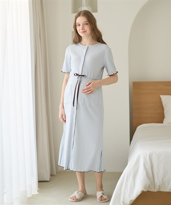 Rosemadame テレコ配色メロウネグリジェ/マタニティパジャマ ワンピースパジャマ（マタニティ/ 妊婦服）授乳楽々 妊婦服 産前・産後対応_subthumb_9