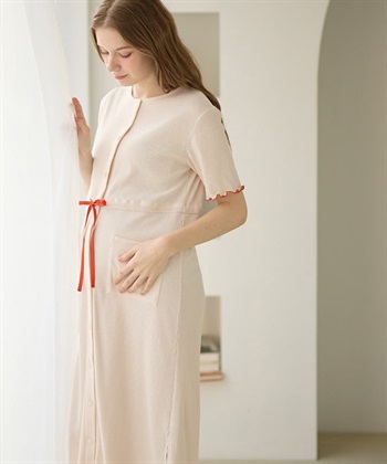 Rosemadame テレコ配色メロウネグリジェ/マタニティパジャマ ワンピースパジャマ（マタニティ/ 妊婦服）授乳楽々 妊婦服 産前・産後対応_subthumb_12