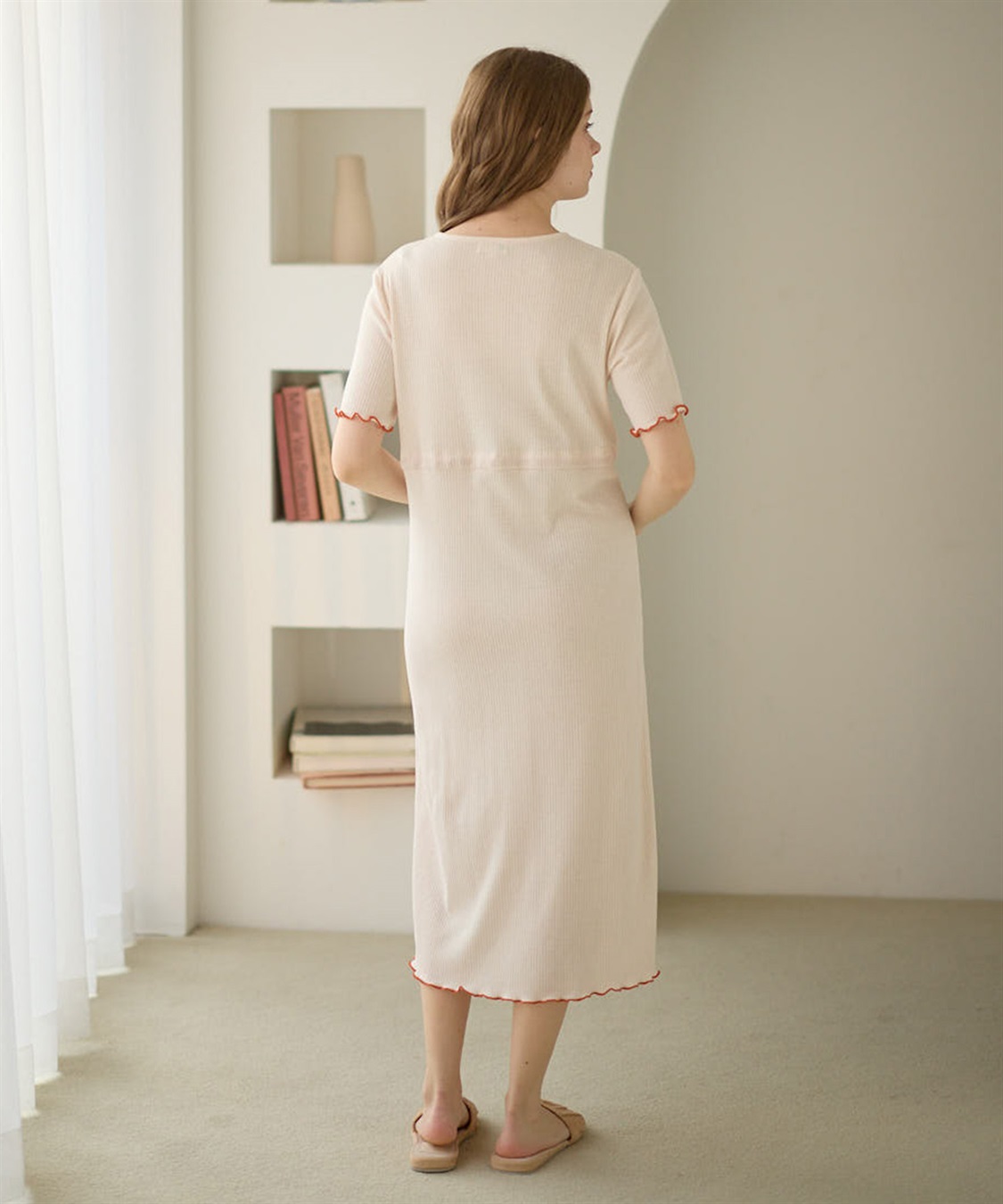 Rosemadame テレコ配色メロウネグリジェ/マタニティパジャマ ワンピースパジャマ（マタニティ/ 妊婦服）授乳楽々 妊婦服 産前・産後対応_sub_14