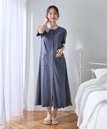 Rosemadame パターンメッシュ小花柄ネグリジェ/ワンピースパジャマ/マタニティパジャマ（マタニティ/授乳服）上下セット 授乳口付き 授乳楽々 妊婦服 産前・産後対応_subthumb_7