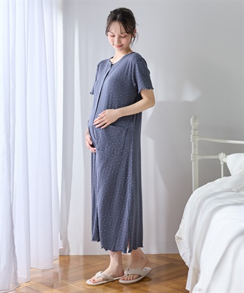 Rosemadame パターンメッシュ小花柄ネグリジェ/ワンピースパジャマ/マタニティパジャマ（マタニティ/授乳服）上下セット 授乳口付き 授乳楽々 妊婦服 産前・産後対応_subthumb_8