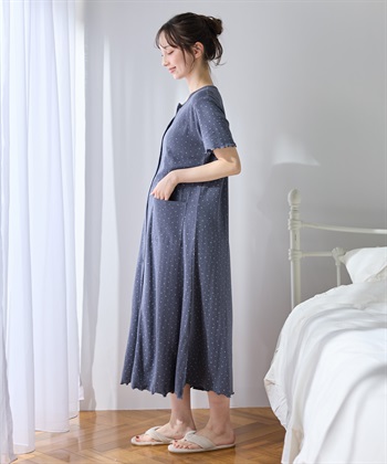 Rosemadame パターンメッシュ小花柄ネグリジェ/ワンピースパジャマ/マタニティパジャマ（マタニティ/授乳服）上下セット 授乳口付き 授乳楽々 妊婦服 産前・産後対応_subthumb_9