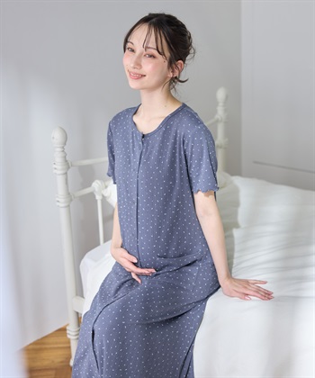 Rosemadame パターンメッシュ小花柄ネグリジェ/ワンピースパジャマ/マタニティパジャマ（マタニティ/授乳服）上下セット 授乳口付き 授乳楽々 妊婦服 産前・産後対応_subthumb_10