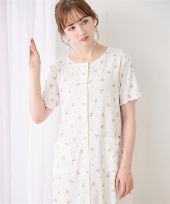 Rosemadame 【親子でお揃い】マタニティ ルームワンピース｜ 綿100％クマ柄 授乳対応 ネグリジェ パジャマ 産前産後対応_subthumb_1