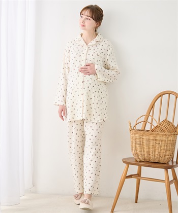 Rosemadame マタニティパジャマ 綿100％｜ダブルガーゼ 花柄 授乳対応 入院準備 産前産後対応_subthumb_2