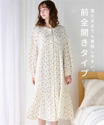 Rosemadame マタニティ ルームワンピース｜綿100％ ダブルガーゼ 花柄 授乳対応 ネグリジェ パジャマ 産前産後対応_subthumb_13