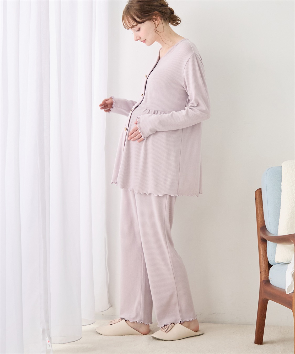 Rosemadame マタニティパジャマ｜なめらか レーヨン混 リブ素材 授乳対応 入院準備 産前産後対応_sub_5