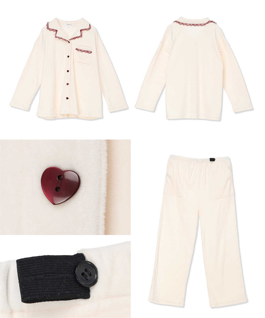 Rosemadame ベロア 配色レース マタニティパジャマ 授乳対応 前開き ルームウェア 入院準備 産前・産後対応_sub_16