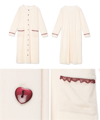 Rosemadame ベロア 配色レース ネグリジェ ワンピース マタニティパジャマ 授乳対応 前開き ルームウェア 入院準備 産前・産後対応_subthumb_16