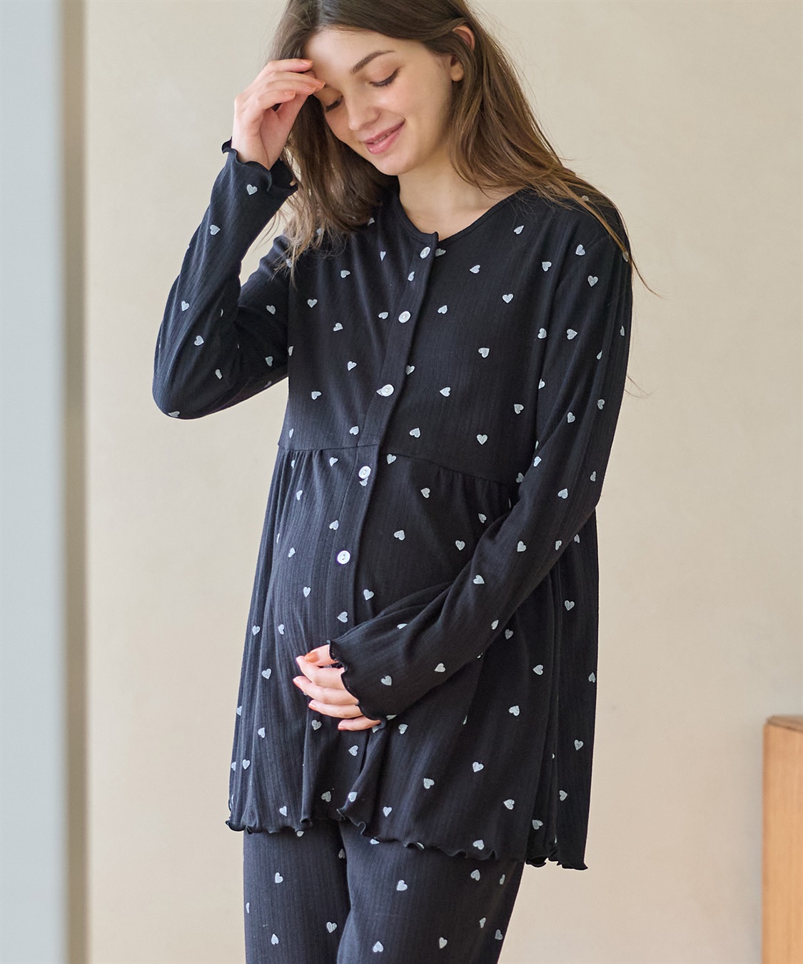 Rosemadame パターンメッシュ ハート柄 マタニティパジャマ　授乳対応 入院準備 産前産後対応_sub_4