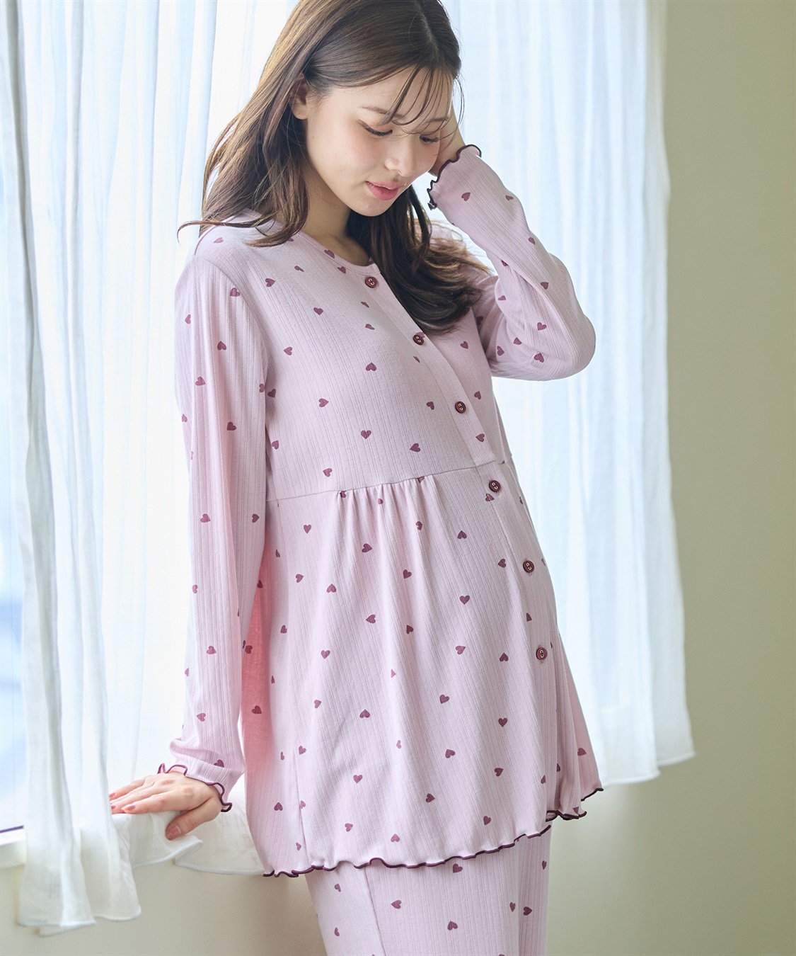 Rosemadame パターンメッシュ ハート柄 マタニティパジャマ　授乳対応 入院準備 産前産後対応_sub_5