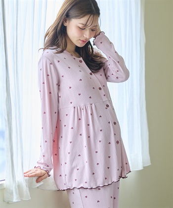 Rosemadame パターンメッシュ ハート柄 マタニティパジャマ　授乳対応 入院準備 産前産後対応_subthumb_5