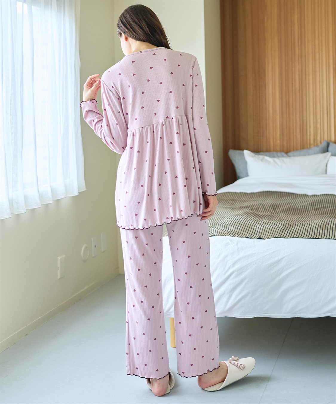 Rosemadame パターンメッシュ ハート柄 マタニティパジャマ　授乳対応 入院準備 産前産後対応_sub_18