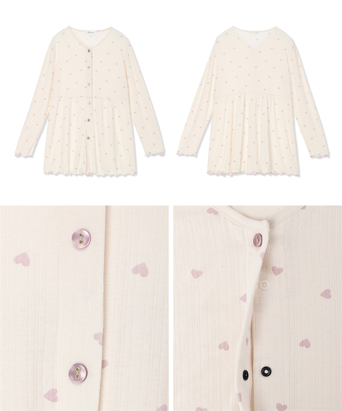 Rosemadame パターンメッシュ ハート柄 マタニティパジャマ　授乳対応 入院準備 産前産後対応_sub_20