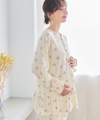 Rosemadame ベロア 小花柄 マタニティ パジャマ 上下セット授乳対応 前開き ルームウェア 入院準備 産前・産後対応_subthumb_10