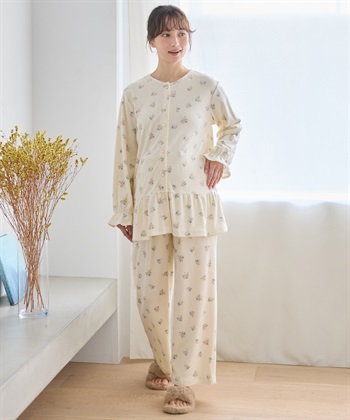 Rosemadame ベロア 小花柄 マタニティ パジャマ 上下セット授乳対応 前開き ルームウェア 入院準備 産前・産後対応_subthumb_13