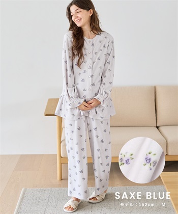 Rosemadame ベロア 小花柄 マタニティ パジャマ 上下セット授乳対応 前開き ルームウェア 入院準備 産前・産後対応_subthumb_14