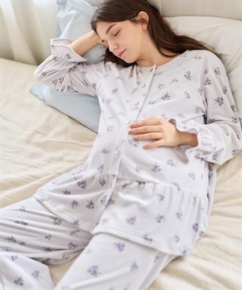Rosemadame ベロア 小花柄 マタニティ パジャマ 上下セット授乳対応 前開き ルームウェア 入院準備 産前・産後対応_subthumb_15