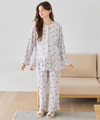 Rosemadame ベロア 小花柄 マタニティ パジャマ 上下セット授乳対応 前開き ルームウェア 入院準備 産前・産後対応_subthumb_17