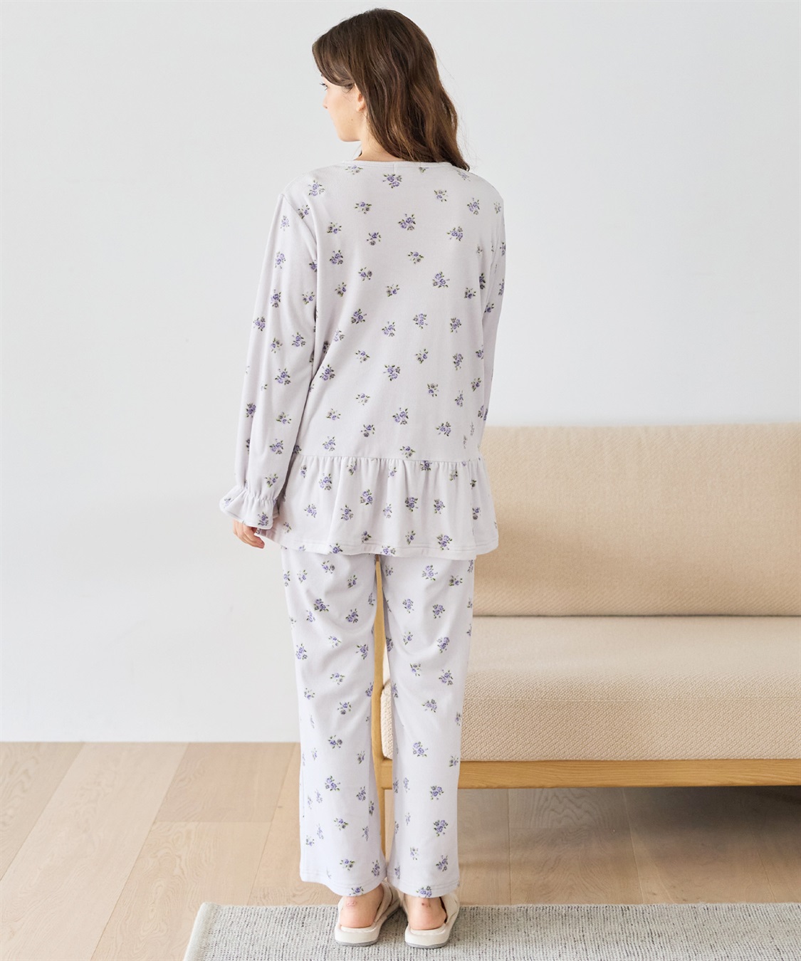 Rosemadame ベロア 小花柄 マタニティ パジャマ 上下セット授乳対応 前開き ルームウェア 入院準備 産前・産後対応_sub_20
