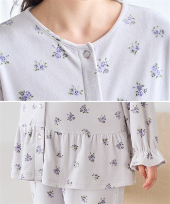 Rosemadame ベロア 小花柄 マタニティ パジャマ 上下セット授乳対応 前開き ルームウェア 入院準備 産前・産後対応_subthumb_21