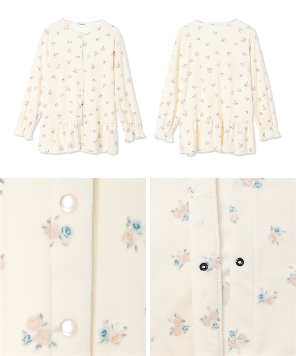 Rosemadame ベロア 小花柄 マタニティ パジャマ 上下セット授乳対応 前開き ルームウェア 入院準備 産前・産後対応_sub_23