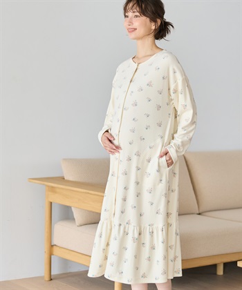 Rosemadame ベロア 小花柄 ネグリジェ ワンピース マタニティ パジャマ 授乳対応 入院準備 産前 産後 対応_subthumb_11