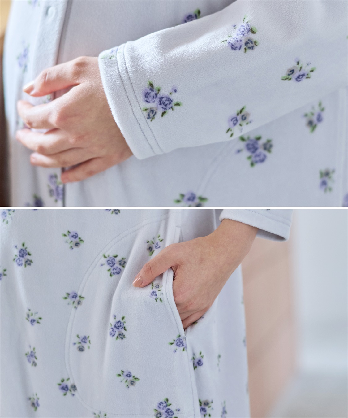 Rosemadame ベロア 小花柄 ネグリジェ ワンピース マタニティ パジャマ 授乳対応 入院準備 産前 産後 対応_sub_21
