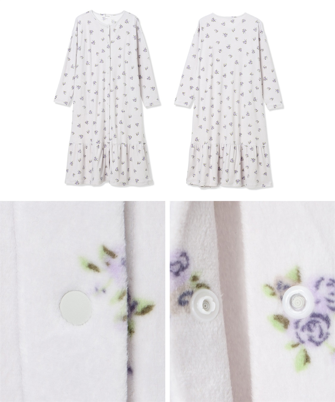 Rosemadame ベロア 小花柄 ネグリジェ ワンピース マタニティ パジャマ 授乳対応 入院準備 産前 産後 対応_sub_23
