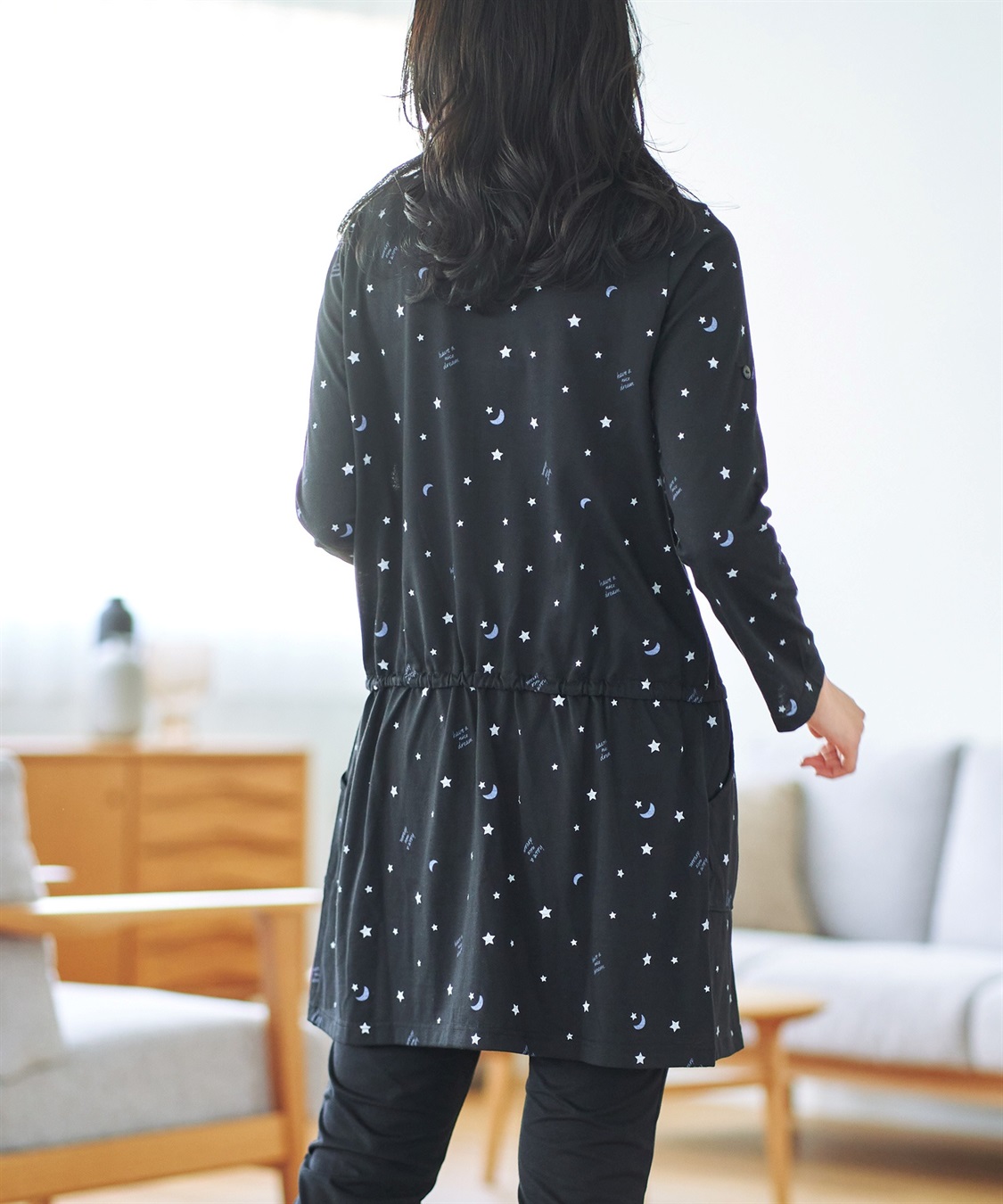 Rosemadame 天竺授乳口付きパジャマ　長袖 ロールアップ 着丈90cm 綿混 シンプル ポケット付き　マタニティパジャマ　maman et bebe(ママンエベベ)（マタニティ/授乳服）入院準備 出産準備 産前 産_sub_23