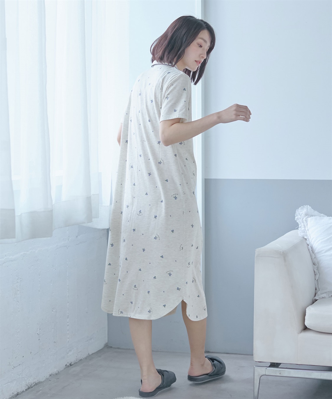 Rosemadame 授乳口付き半袖マタニティパジャマ（ブルーベリー柄）ワンピースタイプ_sub_6