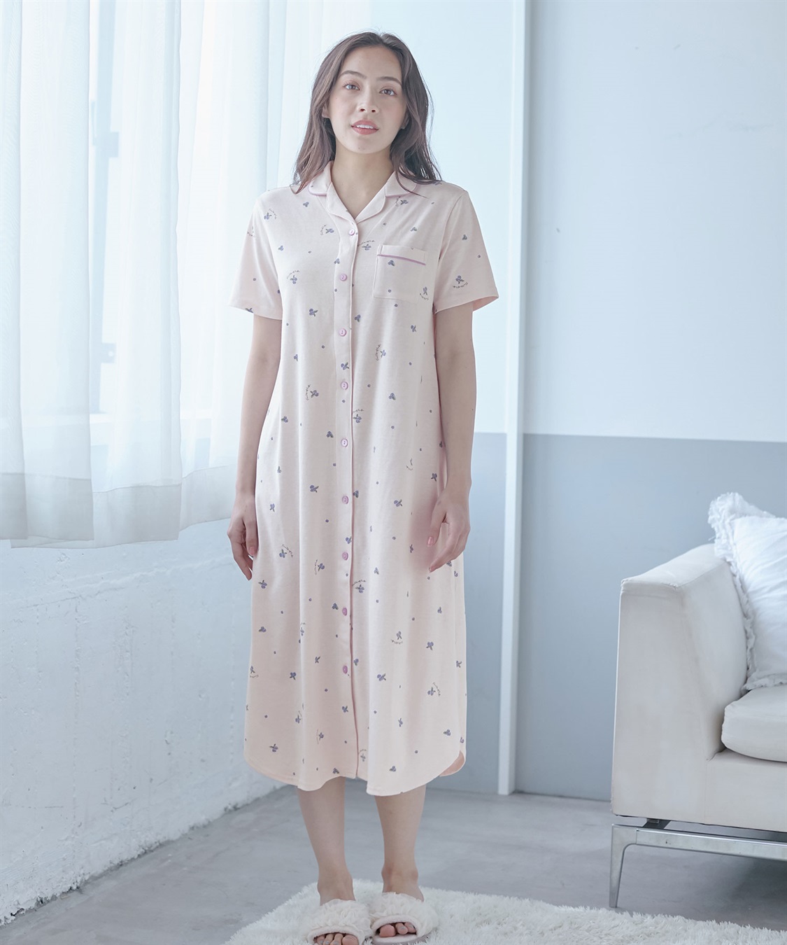 Rosemadame 授乳口付き半袖マタニティパジャマ（ブルーベリー柄）ワンピースタイプ_sub_10