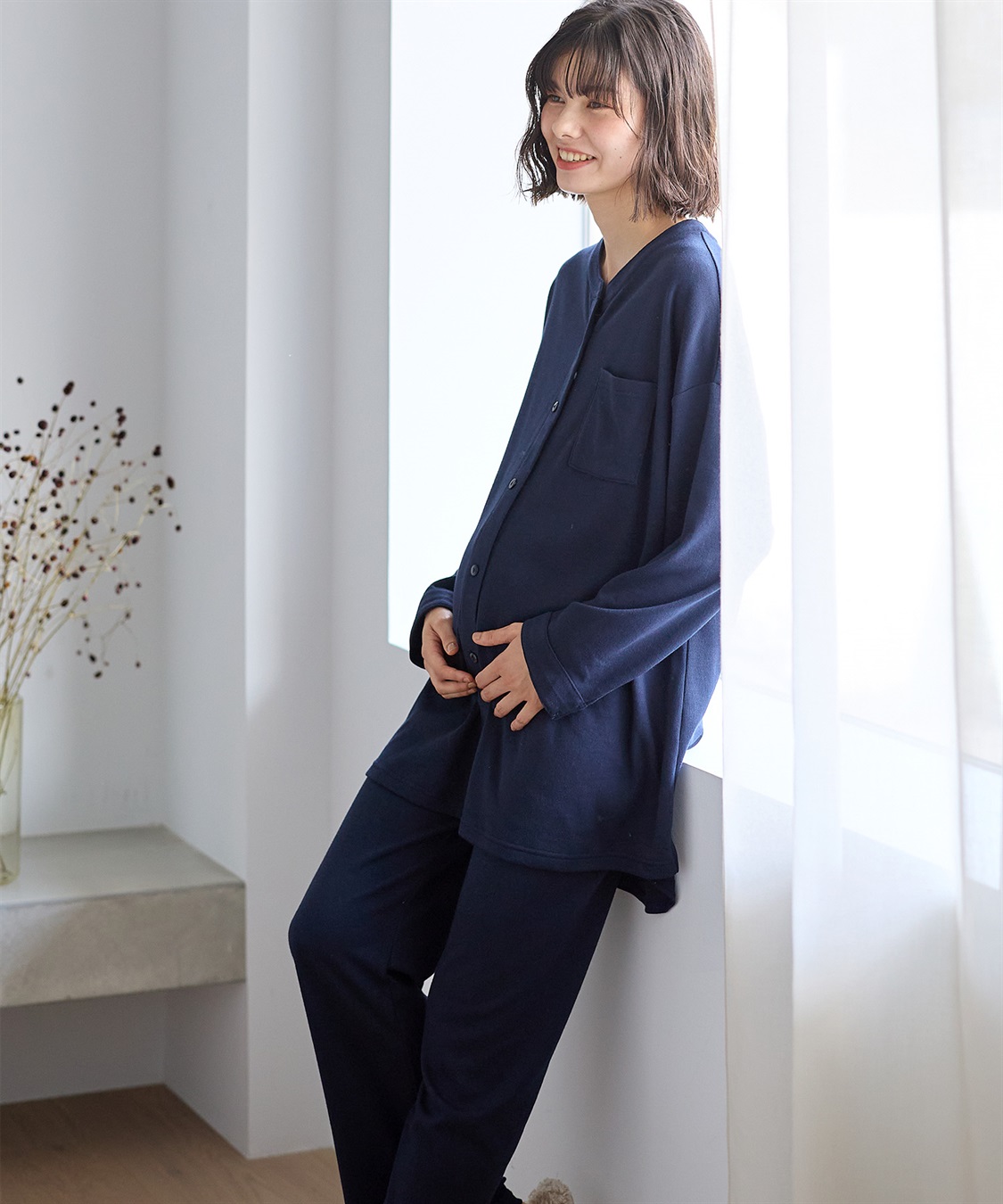 Rosemadame マタニティから産後まで ふわふわスムース無地パジャマ（マタニティ/授乳服）授乳楽々 妊婦服 産前・産後対応_sub_3