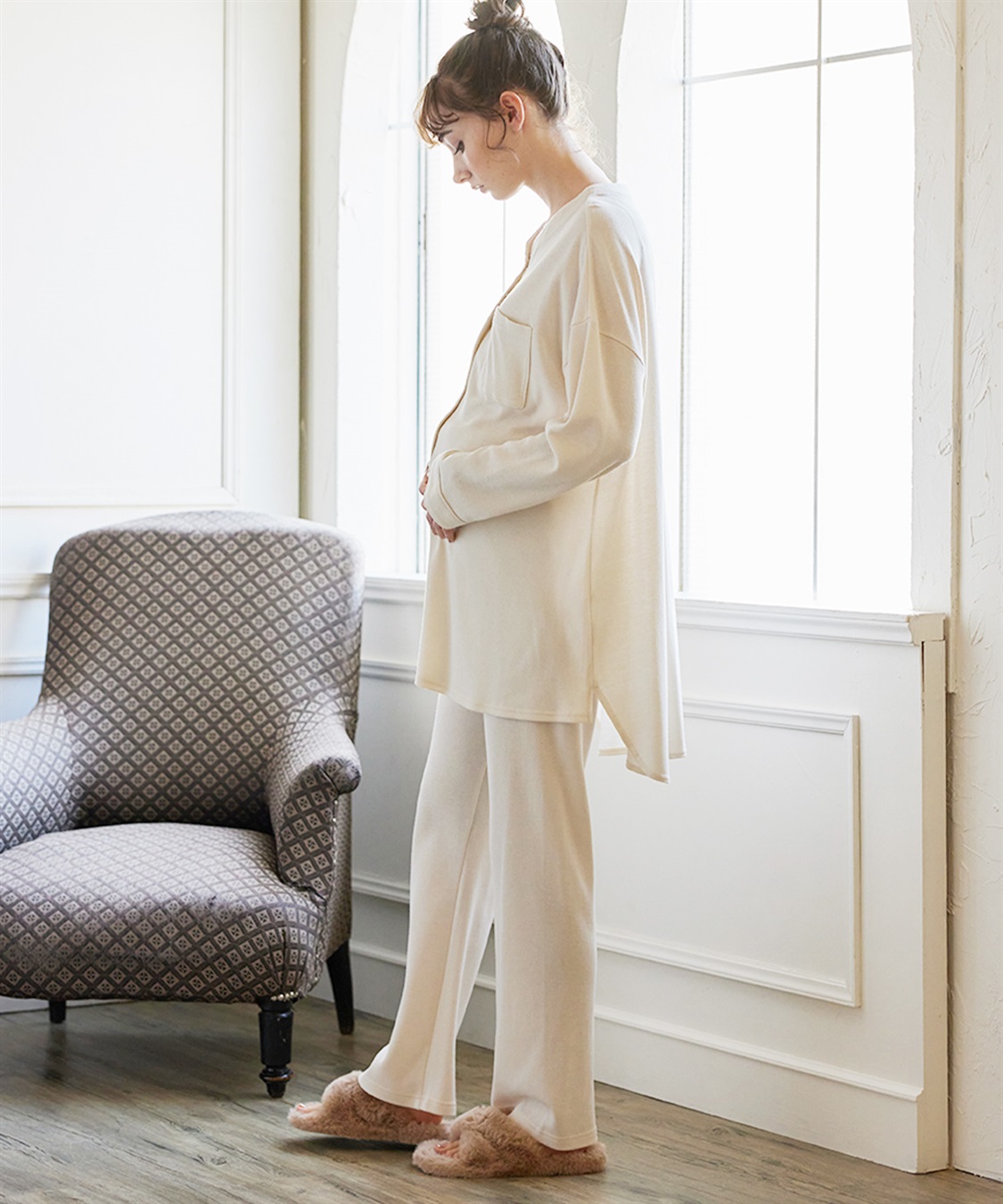 Rosemadame マタニティから産後まで ふわふわスムース無地パジャマ（マタニティ/授乳服）授乳楽々 妊婦服 産前・産後対応_sub_6