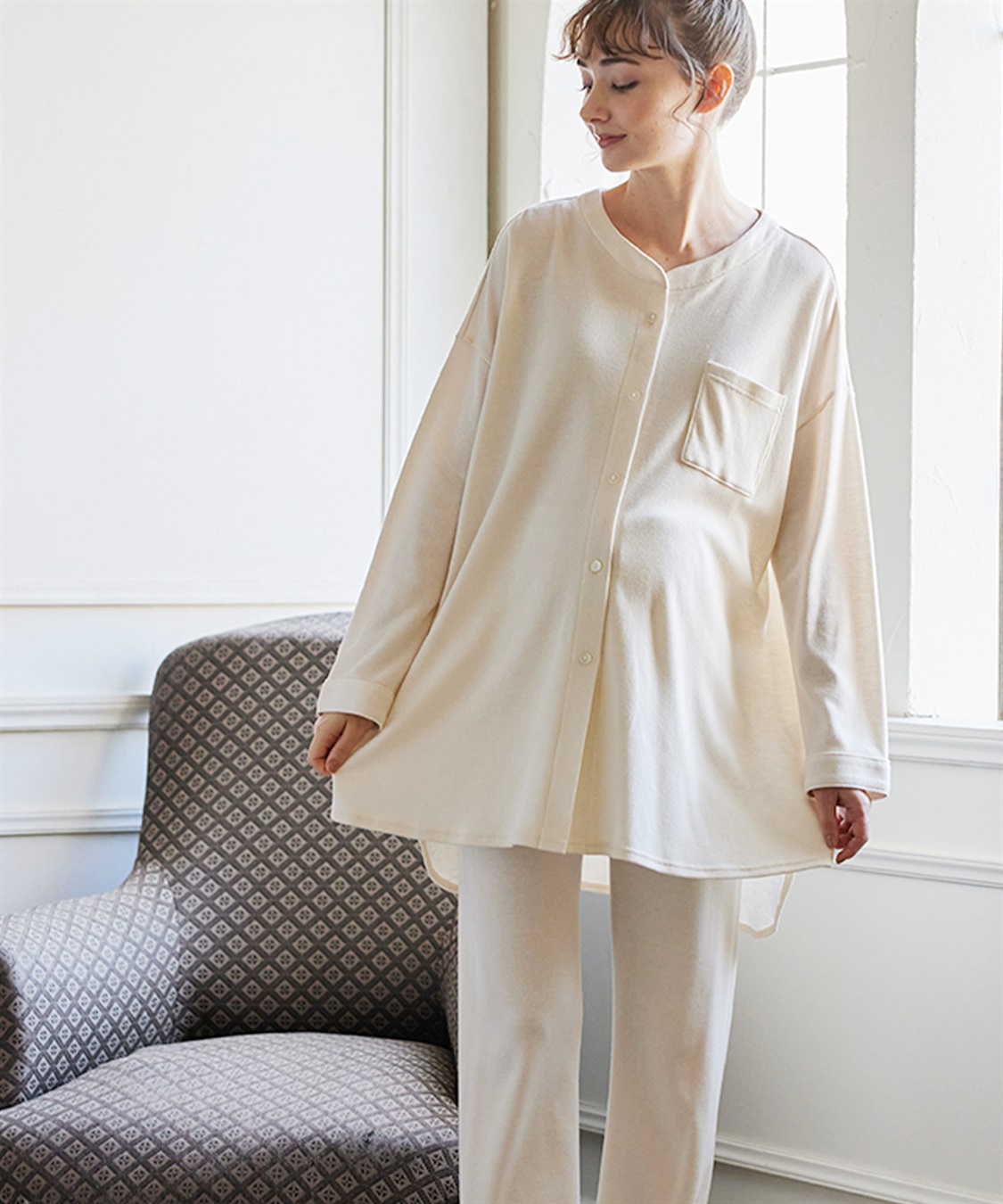 Rosemadame マタニティから産後まで ふわふわスムース無地パジャマ（マタニティ/授乳服）授乳楽々 妊婦服 産前・産後対応_sub_7