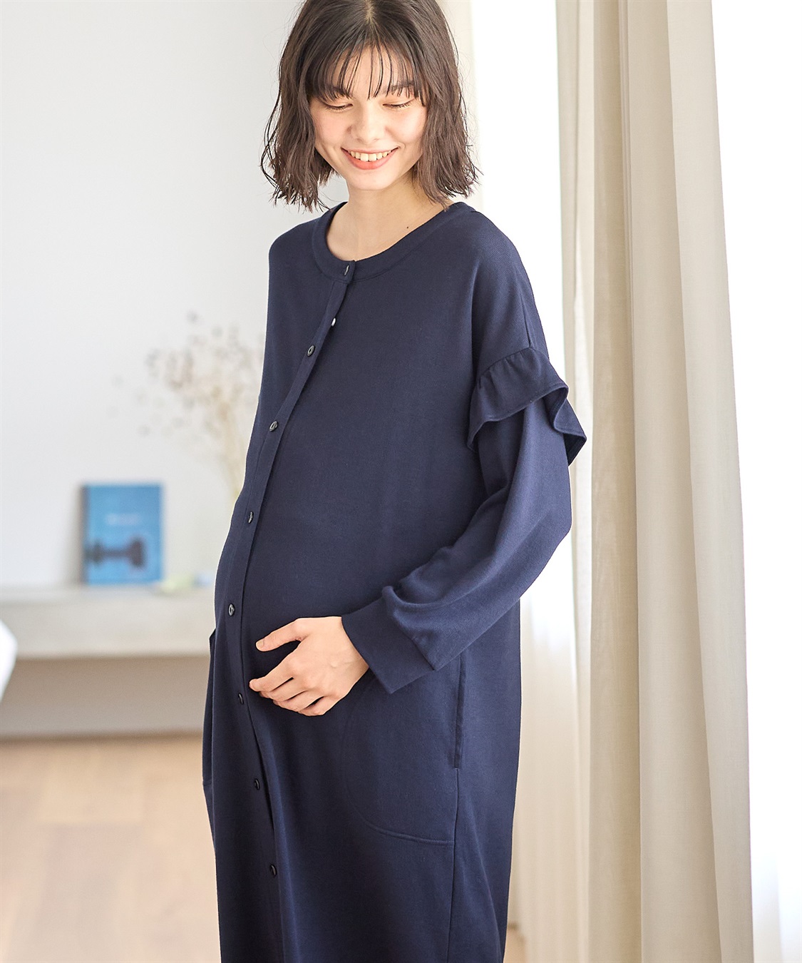 Rosemadame マタニティから産後まで ふわふわスムース無地ネグリジェ パジャマ（マタニティ/授乳服）授乳楽々 妊婦服 産前・産後対応_sub_4