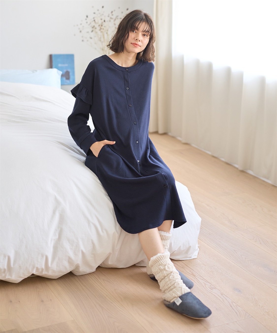 Rosemadame マタニティから産後まで ふわふわスムース無地ネグリジェ パジャマ（マタニティ/授乳服）授乳楽々 妊婦服 産前・産後対応_sub_5