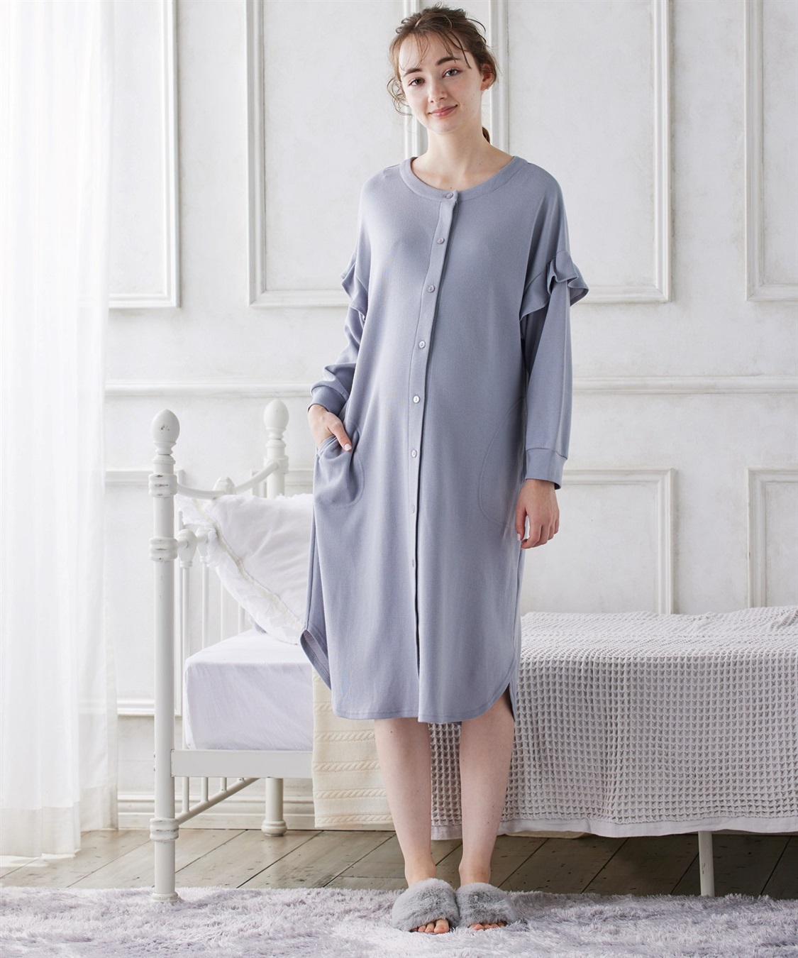 Rosemadame マタニティから産後まで ふわふわスムース無地ネグリジェ パジャマ（マタニティ/授乳服）授乳楽々 妊婦服 産前・産後対応_sub_9