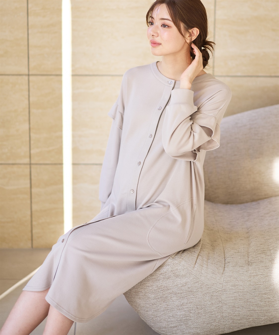 Rosemadame マタニティから産後まで ふわふわスムース無地ネグリジェ パジャマ（マタニティ/授乳服）授乳楽々 妊婦服 産前・産後対応_sub_13