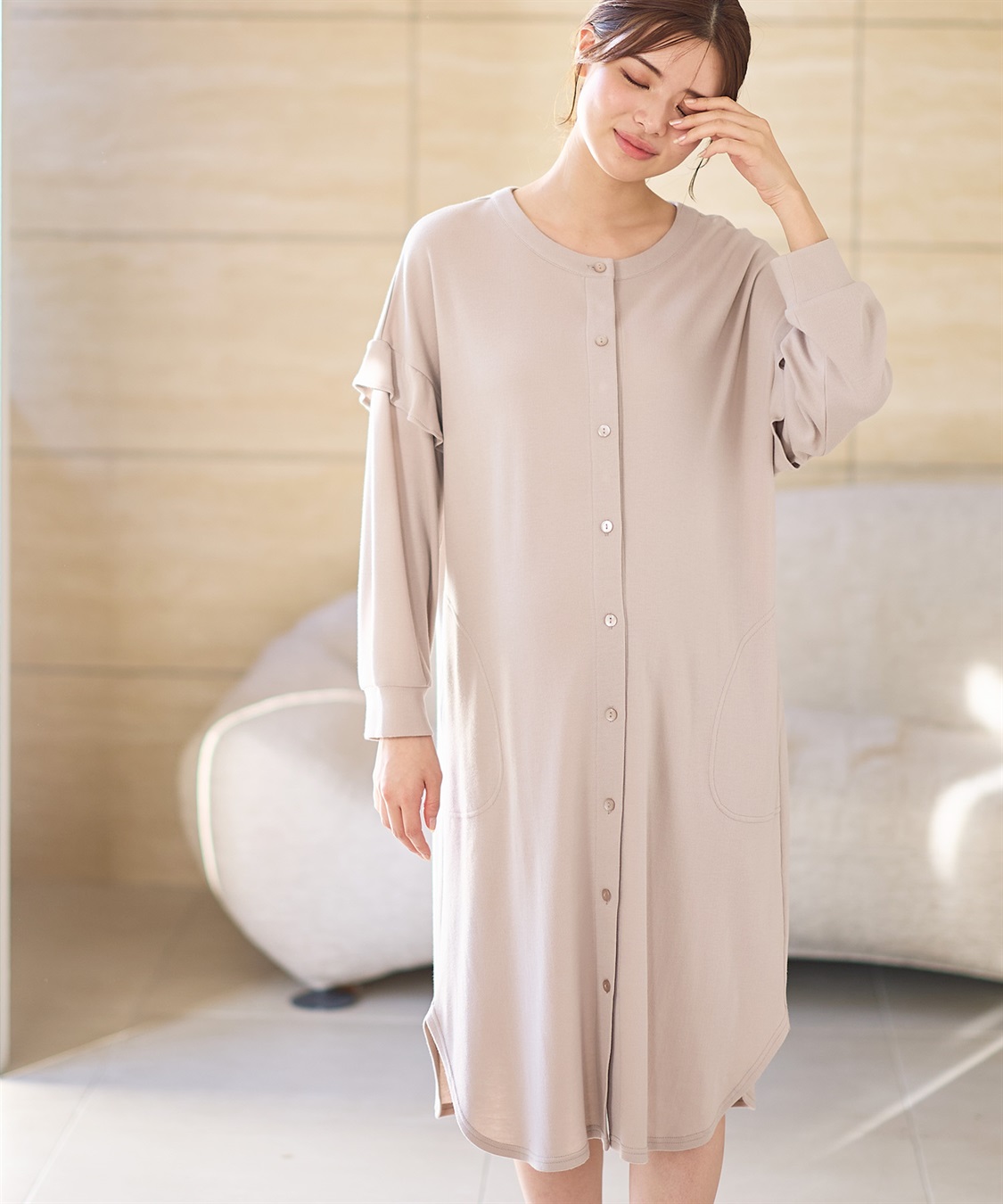 Rosemadame マタニティから産後まで ふわふわスムース無地ネグリジェ パジャマ（マタニティ/授乳服）授乳楽々 妊婦服 産前・産後対応_sub_15