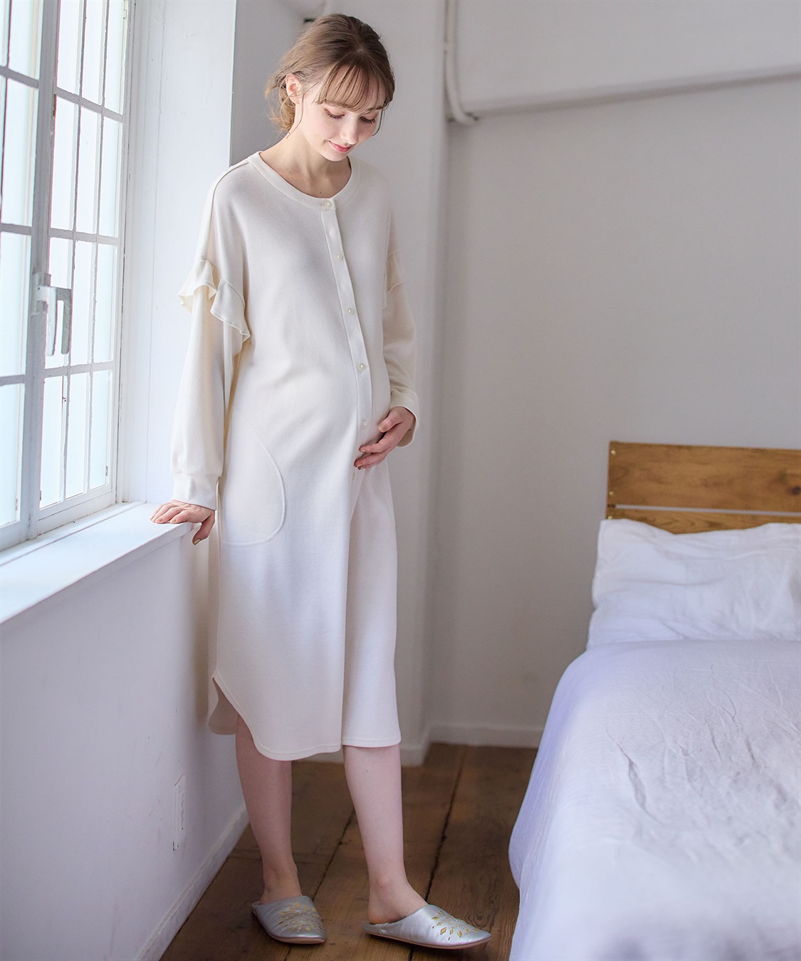 Rosemadame マタニティから産後まで ふわふわスムース無地ネグリジェ パジャマ（マタニティ/授乳服）授乳楽々 妊婦服 産前・産後対応_sub_16