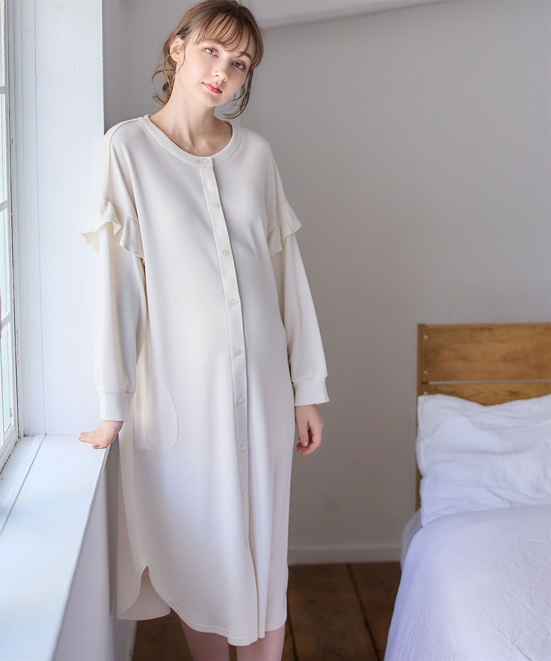 Rosemadame マタニティから産後まで ふわふわスムース無地ネグリジェ パジャマ（マタニティ/授乳服）授乳楽々 妊婦服 産前・産後対応_sub_18