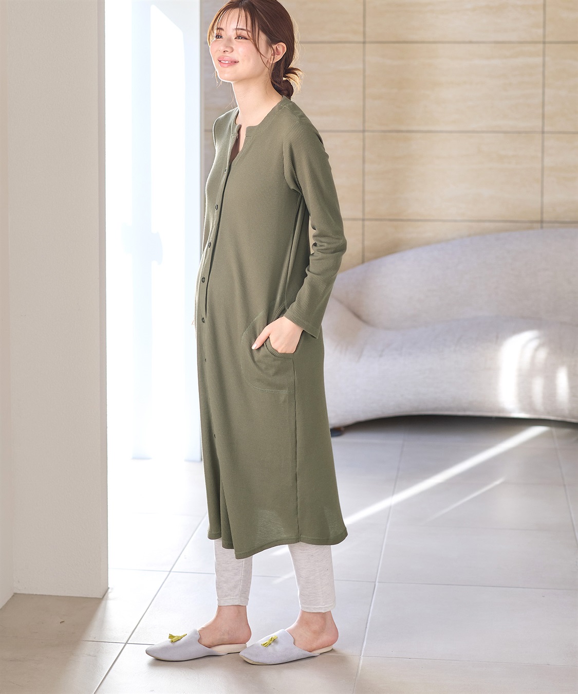 Rosemadame ワッフルワンピ×レギンス２WAYパジャマ（マタニティ/授乳服）入院準備 出産準備 産前 産後_sub_4