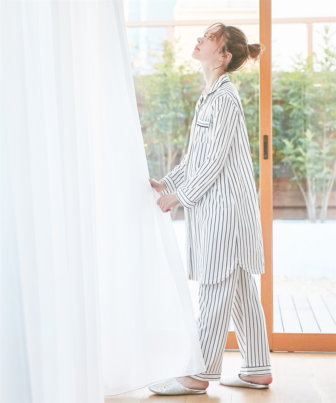 Rosemadame ツイルニット ストライプ柄パジャマ・ネグリジェ（マタニティ/授乳服）入院準備 出産準備 授乳楽々　授乳口付き産前 産後　_sub_4