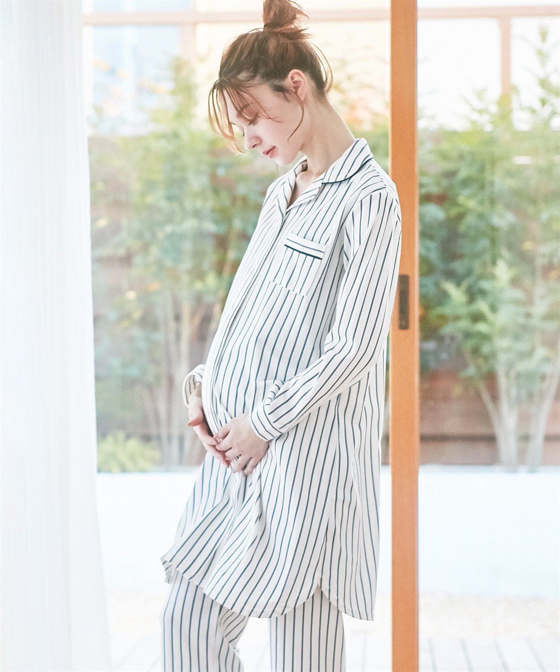 Rosemadame ツイルニット ストライプ柄パジャマ・ネグリジェ（マタニティ/授乳服）入院準備 出産準備 授乳楽々　授乳口付き産前 産後　_sub_5
