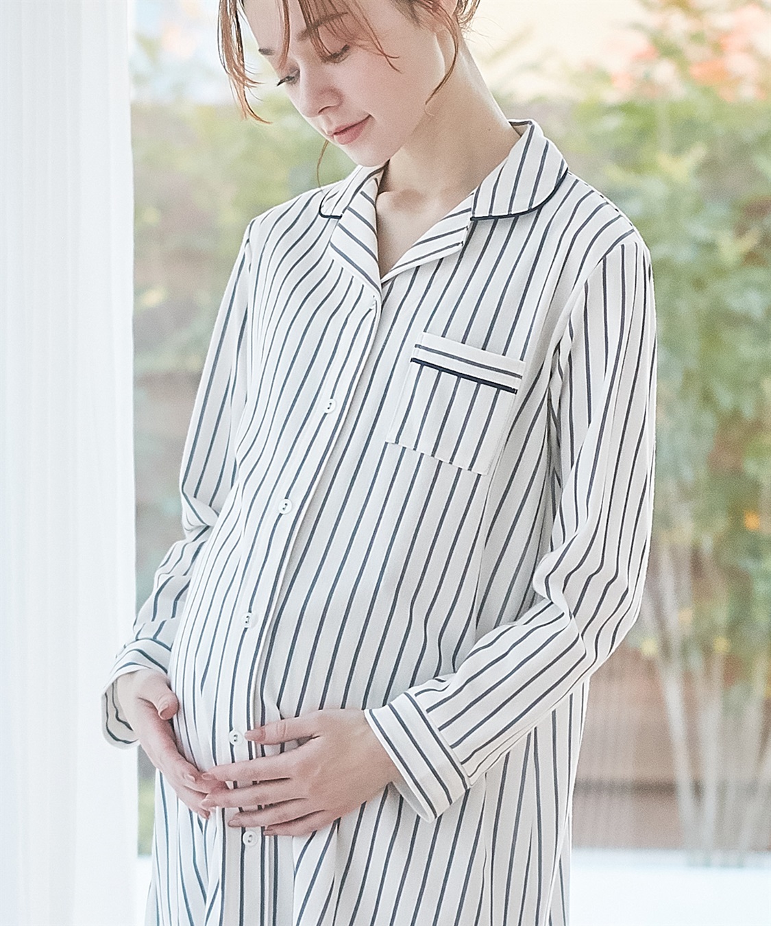 Rosemadame ツイルニット ストライプ柄パジャマ・ネグリジェ（マタニティ/授乳服）入院準備 出産準備 授乳楽々　授乳口付き産前 産後　_sub_7