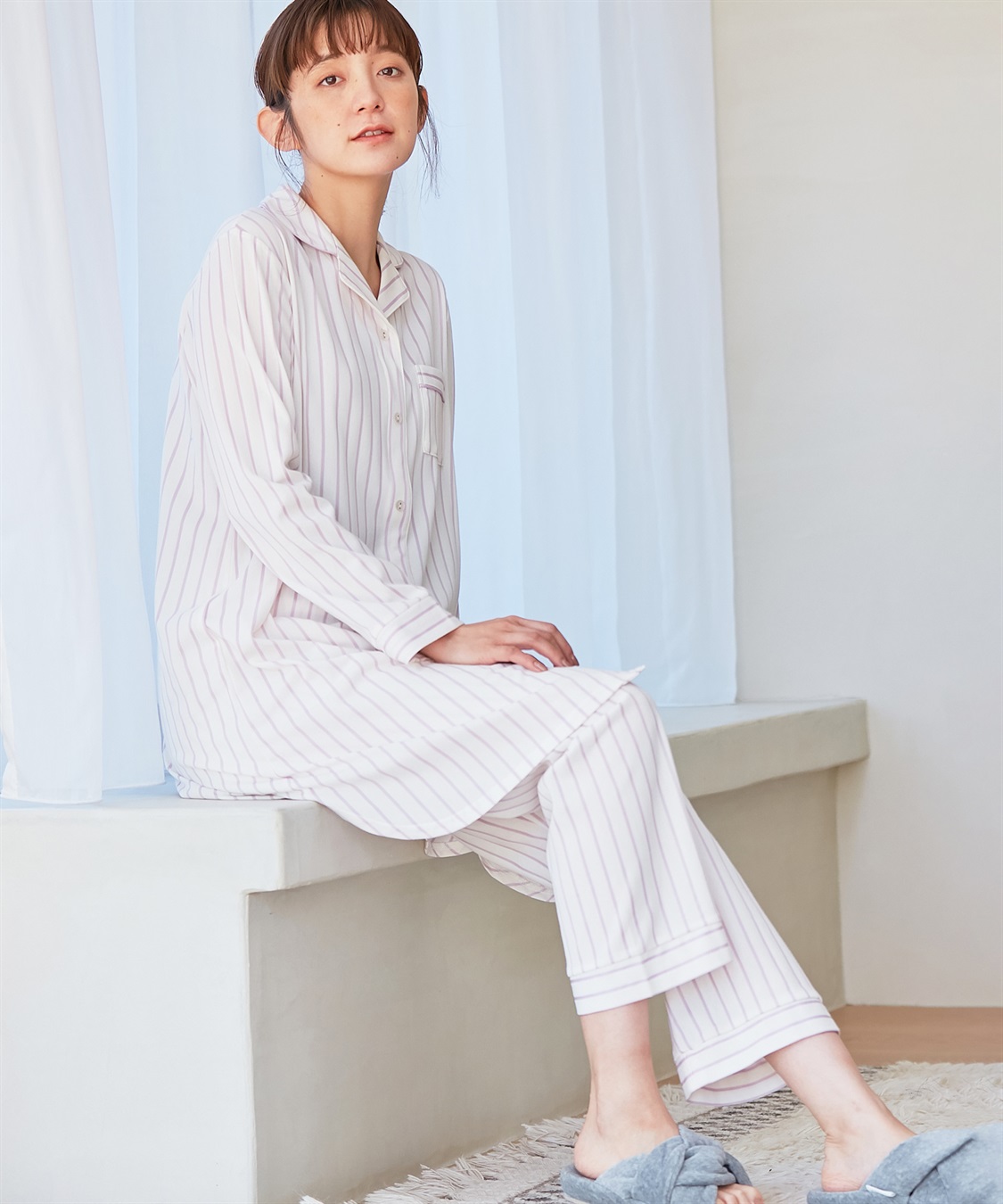 Rosemadame ツイルニット ストライプ柄パジャマ・ネグリジェ（マタニティ/授乳服）入院準備 出産準備 授乳楽々　授乳口付き産前 産後　_sub_12