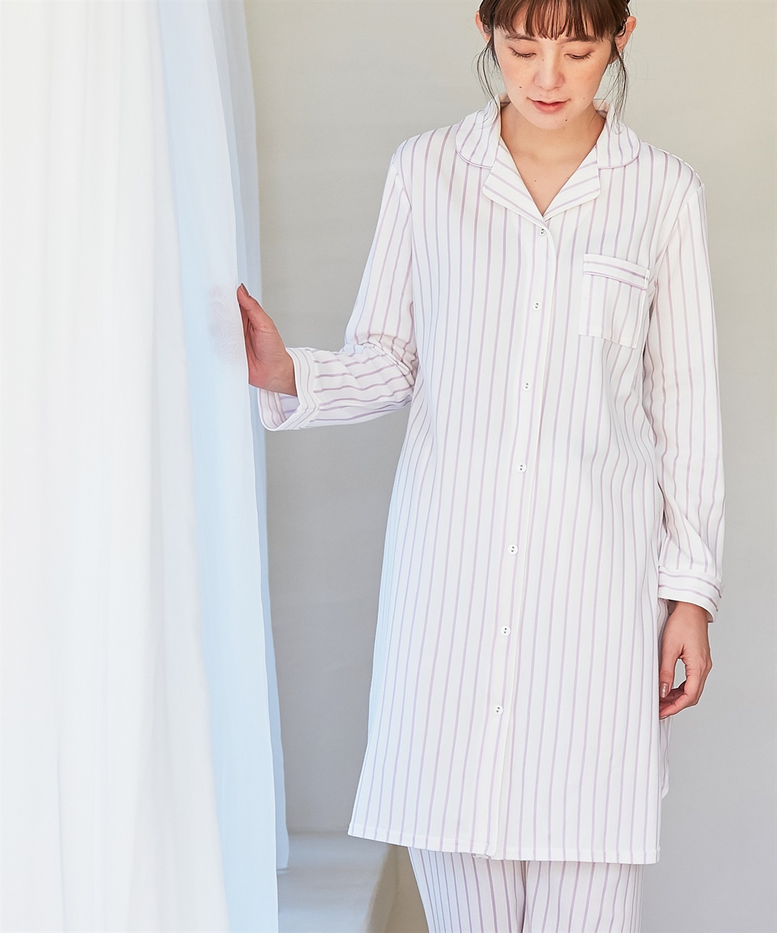 Rosemadame ツイルニット ストライプ柄パジャマ・ネグリジェ（マタニティ/授乳服）入院準備 出産準備 授乳楽々　授乳口付き産前 産後　_sub_13