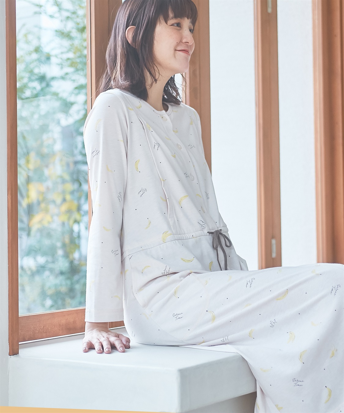 フルーツ柄 ロング丈 マタニティネグリジェ・パジャマ（マタニティ/授乳服）入院準備 出産準備 授乳楽々 授乳口付き産前 産後  Rosemadame｜クロスプラス公式通販サイト